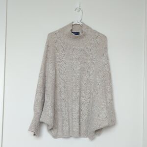 Tan Cowl Neck Sweater with Loose Sleeves